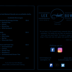 Lex Bowls - Menu