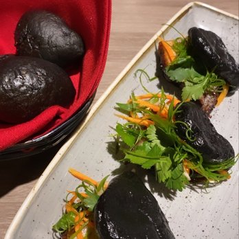 Basalt - Pork belly charcoal buns! - New American Near Me - Honolulu, Hawaii Basalt - Pork belly charcoal buns! - New American Near Me - Honolulu, Hawaii