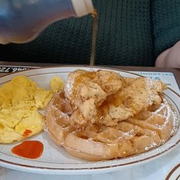 Chicken and waffles with scrambled eggs Chicken and waffles with scrambled eggs