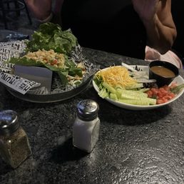 Lettuce wrap and salad Lettuce wrap and salad