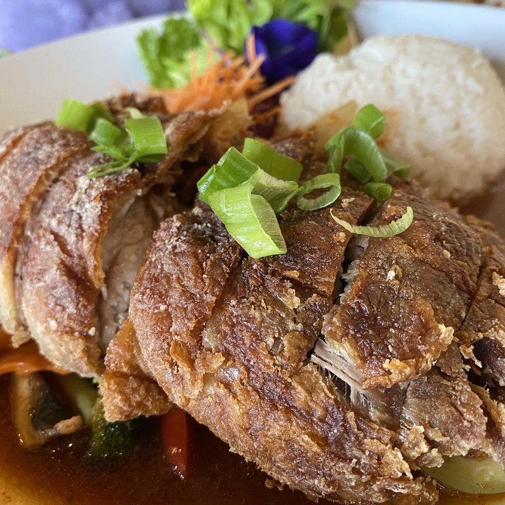 Emman's Asian Gourmet - A closer look at the Crispy Duck w/ Basil sauce - Desserts Near Me - Stuart, Florida Emman's Asian Gourmet - A closer look at the Crispy Duck w/ Basil sauce - Desserts Near Me - Stuart, Florida