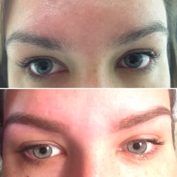 Before (6 weeks of growth) and after of my brows. Before (6 weeks of growth) and after of my brows.