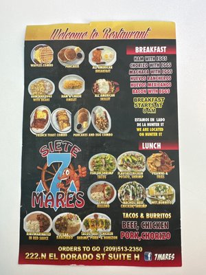 Menu photo 2 El Siete Mares Restaurant Stockton, CA