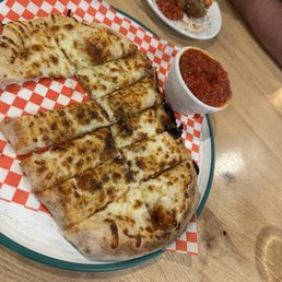 Pizza, meatballs and cheese bread. Pizza, meatballs and cheese bread.