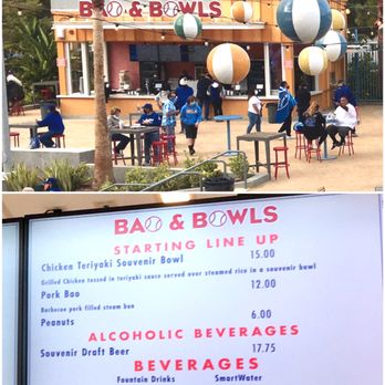 Dodger Stadium - Bao & Bowls menu (Centerfield Plaza) - April 2021 - Stadiums & Arenas Near Me - Los Angeles, California