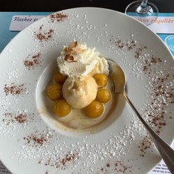 La Gargote - Mirabelle's with caramel, ice cream and whipped topping.