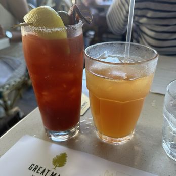 Great Maple - Sunday brunch with a Bloody Mary in the patio area - New American Near Me - Newport Beach, California