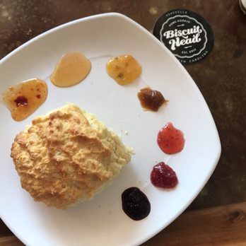 Biscuit Head - biscuit with accompanying blackberry, raspberry, strawberry, apple chai, mango chili jams, and sriracha honey - Bakeries Near Me - Asheville, North Carolina Biscuit Head - biscuit with accompanying blackberry, raspberry, strawberry, apple chai, mango chili jams, and sriracha honey - Bakeries Near Me - Asheville, North Carolina