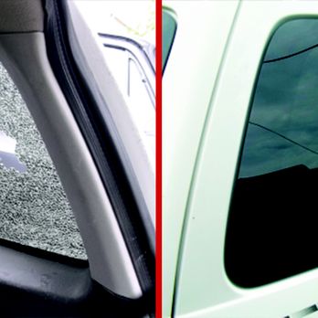 Smiley's Glass - Before and after a side window replacement - Auto Glass Services Near Me - Richmond, Virginia Smiley's Glass - Before and after a side window replacement - Auto Glass Services Near Me - Richmond, Virginia