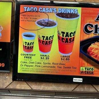 Taco Casa - Clearly says they still do the courtesy drink. - Tex-Mex Near Me - Bryan, Texas