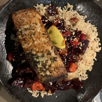 Lake Park Diner - Kung pao beet bowl w salmon - New American Near Me - Naples, Florida Lake Park Diner - Kung pao beet bowl w salmon - New American Near Me - Naples, Florida