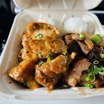 Pine Tree Cafe - Combo Teri chicken and spicy garlic chicken - Breakfast & Brunch Near Me - Kailua-Kona, Hawaii
