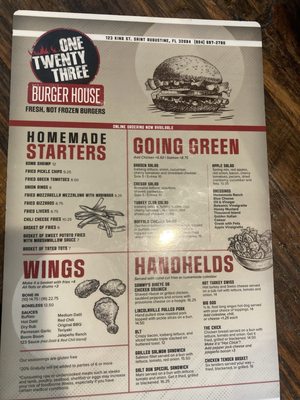 Menu photo 2 One Twenty Three Burger House Saint Augustine, FL