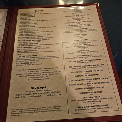Menu photo 2 Cliff's Elbow Room Jamesport, NY