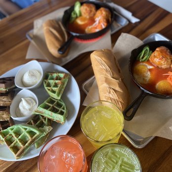 Saigon Beach - Egg/meatball skillet, coconut Pandan waffles, fruit drinks - Vietnamese Near Me - Laguna Beach, California Saigon Beach - Egg/meatball skillet, coconut Pandan waffles, fruit drinks - Vietnamese Near Me - Laguna Beach, California