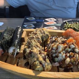 AYCE sushi (very sauced up and heavy minus the hand rolls) AYCE sushi (very sauced up and heavy minus the hand rolls)