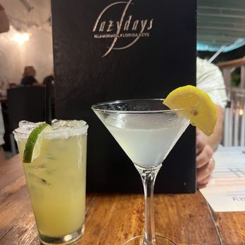 Lazy Days Restaurant - Grand Gold Margarita (left) Lemon Drop Martini (right) - Seafood Near Me - Islamorada, Florida Lazy Days Restaurant - Grand Gold Margarita (left) Lemon Drop Martini (right) - Seafood Near Me - Islamorada, Florida