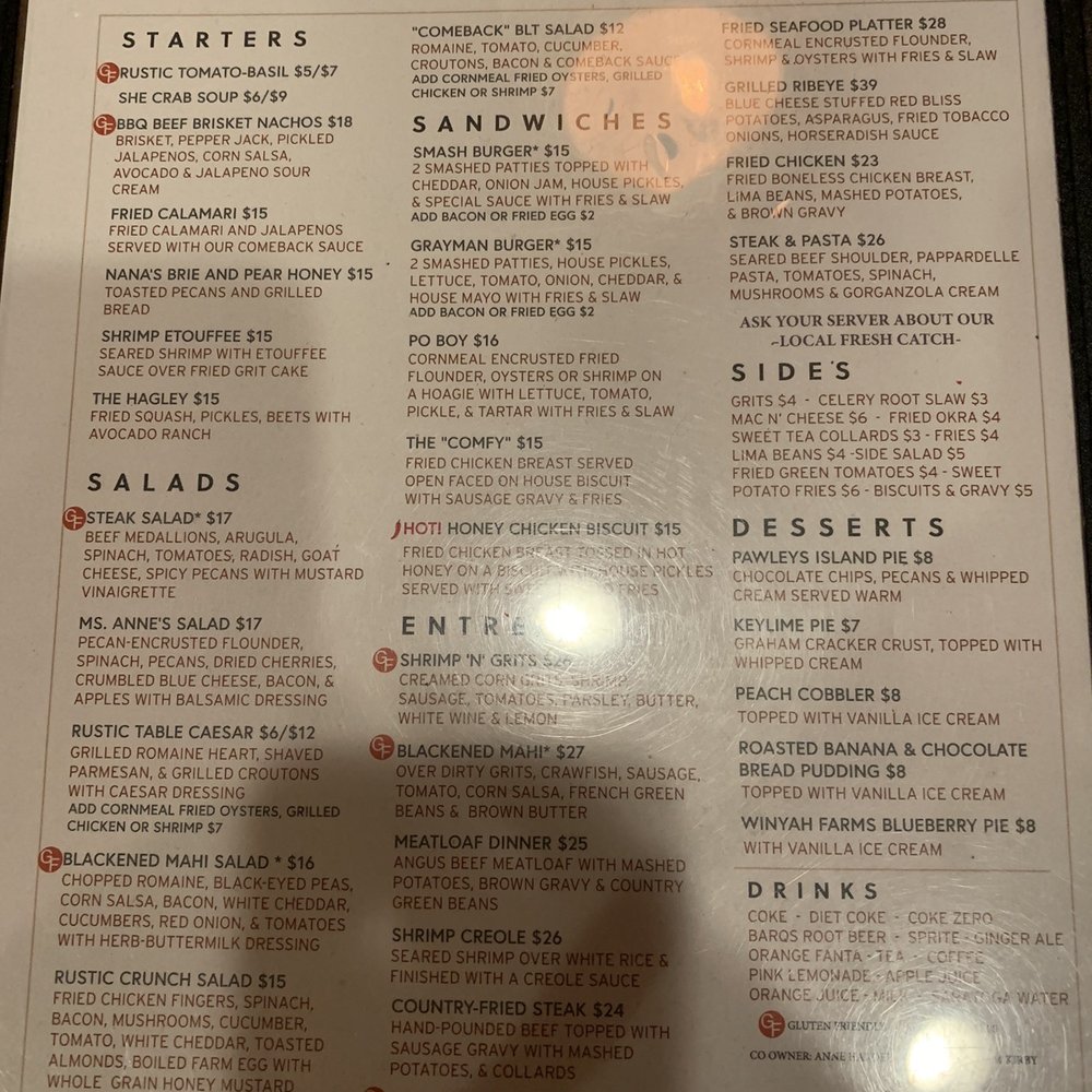Rustic Table - Menu - Southern Near Me - Pawleys Island, South Carolina Rustic Table - Menu - Southern Near Me - Pawleys Island, South Carolina
