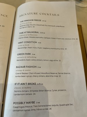 Menu photo 2 Q at The Empress Victoria, BC