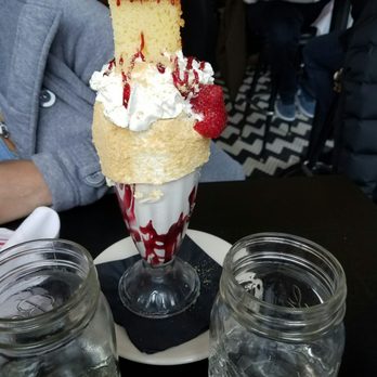 Mom's Kitchen & Bar - Strawberry shorty milkshake, yummy - Bars Near Me - Astoria, New York