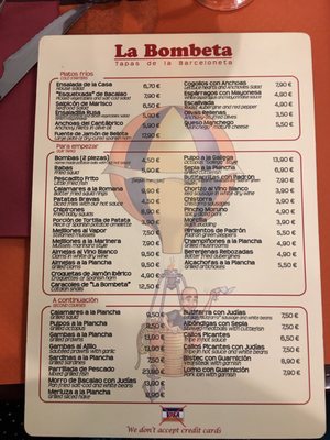 Menu photo 6 La Bombeta Barcelona, B