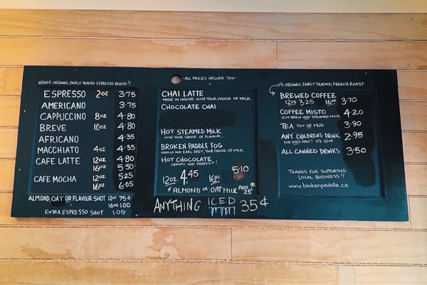 Menu photo 2 The Broken Paddle Coffee House Victoria, BC
