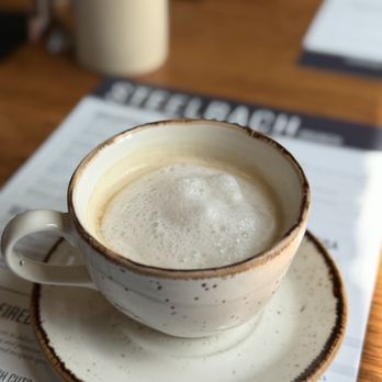 Steelbach - Almond milk latte - New American Near Me - Tampa, Florida Steelbach - Almond milk latte - New American Near Me - Tampa, Florida