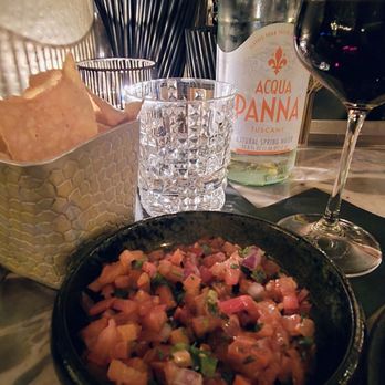 Toca Madera Las Vegas - Complimentary Chips and Pico, bottled water and Pinot Noir - Steakhouses Near Me - Las Vegas, Nevada Toca Madera Las Vegas - Complimentary Chips and Pico, bottled water and Pinot Noir - Steakhouses Near Me - Las Vegas, Nevada