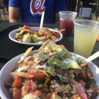 CAVA - Custom Bowls with a side of Pita, Cucumber Mint Lime Beverage, and Blueberry Lavender Lemonade - Salad Near Me - Atlanta, Georgia CAVA - Custom Bowls with a side of Pita, Cucumber Mint Lime Beverage, and Blueberry Lavender Lemonade - Salad Near Me - Atlanta, Georgia
