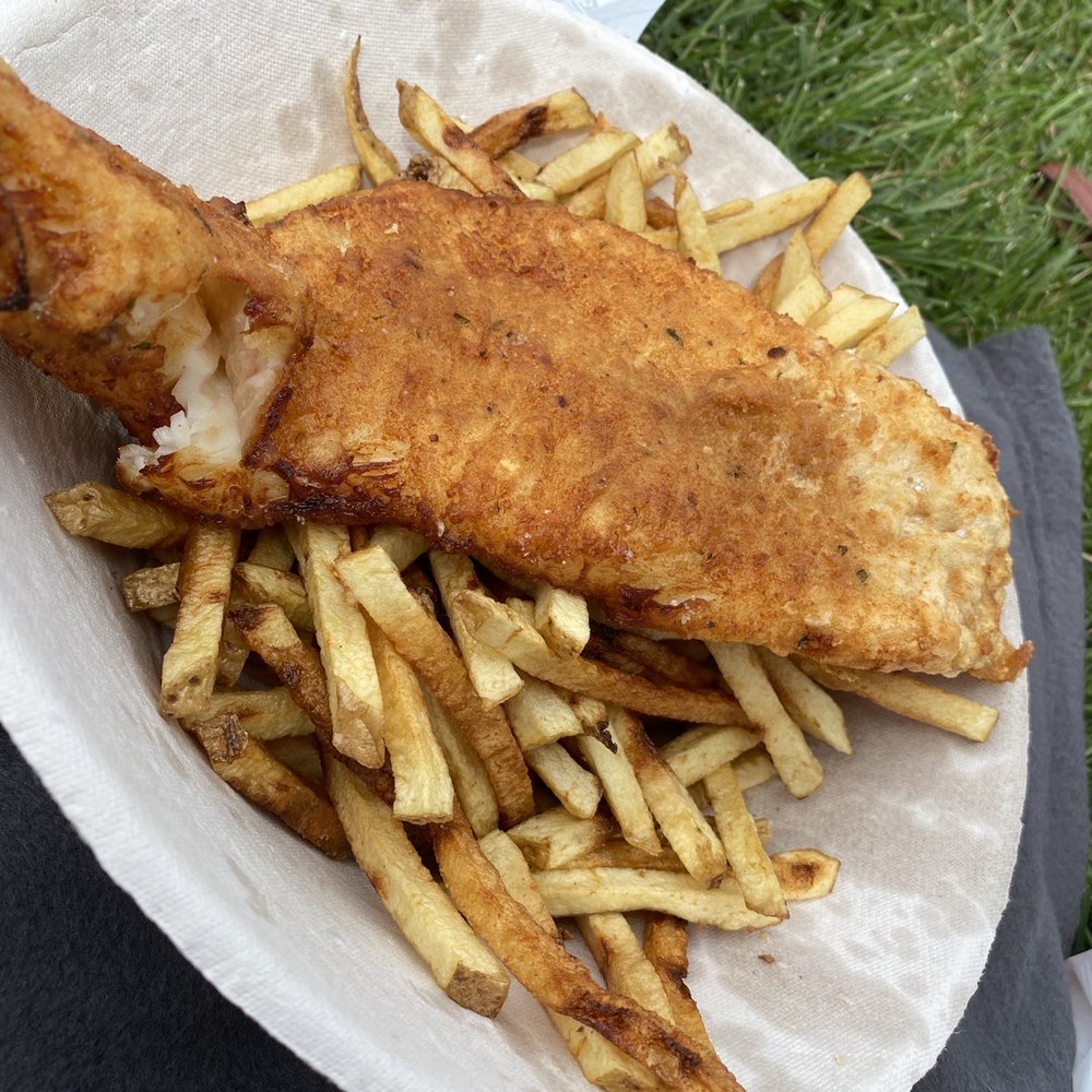 Bet's Fish Fry - Half order of fish and chips. - Seafood Near Me - Boothbay, Maine Bet's Fish Fry - Half order of fish and chips. - Seafood Near Me - Boothbay, Maine