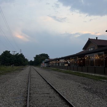 The Filling Station Microbrewery - train tracks behind the restaurant - Pizza Near Me - Traverse City, Michigan