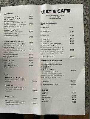 Menu photo 1 Viet’s Cafe Houston, TX Menu photo 1 Viet’s Cafe Houston, TX