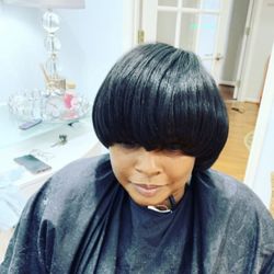 Relaxer free hair Hydrated, treated, trimmed and Styled . Our guess was Exstremly satisfied with her texture and look.