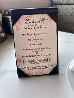 Menu photo 1 The Secret Garden Modesto, CA