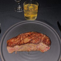 Killens Steakhouse - Fantastic NY Strip - wet aged & rare with Buffalo Trace on the rocks !!!