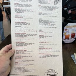 a menu for a drink