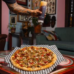 Santos Pizza - Add Hot Honey to any pizza! Yum...