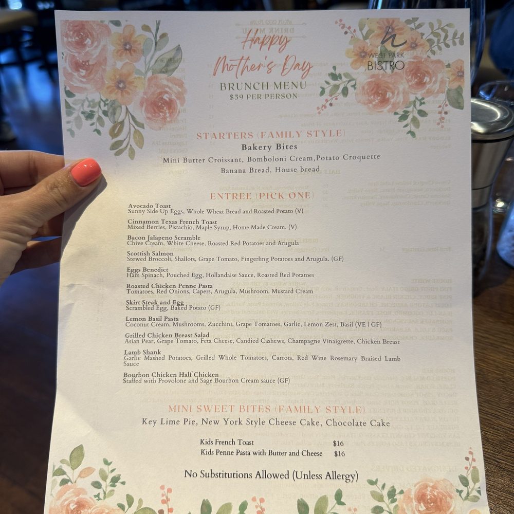 West Park Bistro - Mother's Day Menu - American Near Me - San Carlos, California West Park Bistro - Mother's Day Menu - American Near Me - San Carlos, California