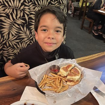 Hilo Burger Joint - Chicken Patty meal with fries. Happy Kiddo. - Burgers Near Me - Hilo, Hawaii Hilo Burger Joint - Chicken Patty meal with fries. Happy Kiddo. - Burgers Near Me - Hilo, Hawaii
