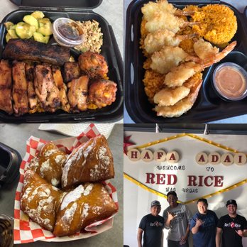 Red Rice - Griped marinated chicken -shrimp balls(?) red rice and dessert. It's all good! - Barbeque Near Me - Las Vegas, Nevada Red Rice - Griped marinated chicken -shrimp balls(?) red rice and dessert. It's all good! - Barbeque Near Me - Las Vegas, Nevada