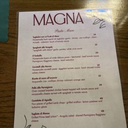 Pasta Main Menu