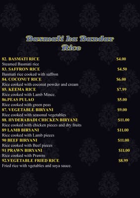 Menu photo 4 Indian City Restaurant Springvale, VIC