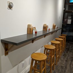 a row of bar stools
