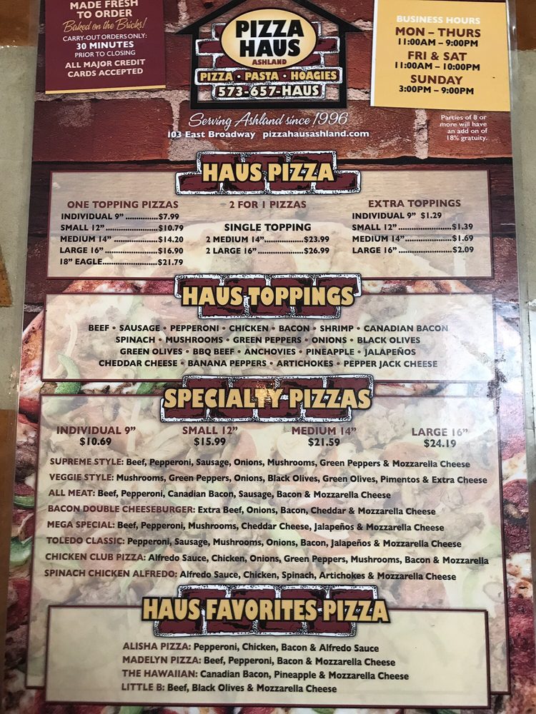 PIZZA HAUS Pizza 125 E Broadway, Ashland, MO Restaurant Reviews