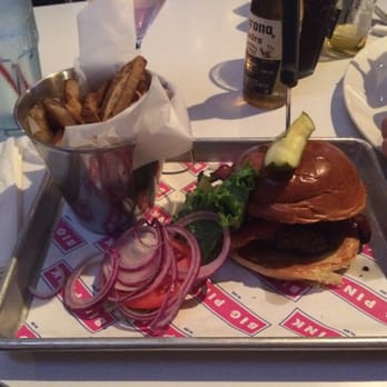 Big Pink - Bacon burger with a bucket of fries! Delicious - Pizza Near Me - Miami Beach, Florida