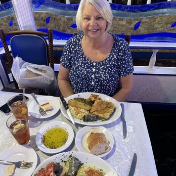 Hellas Restaurant - Full plates of of Greek Samplers. - Bakeries Near Me - Tarpon Springs, Florida