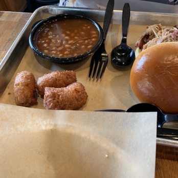 Q-BBQ - Baked beans and hushpuppies - Barbeque Near Me - Naperville, Illinois