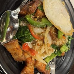 Bangkok 54 Oriental Food Market - Crispy pork and basil over rice