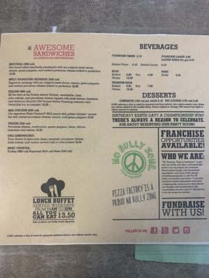 Menu photo 1 Pizza Factory Phelan, CA Menu photo 1 Pizza Factory Phelan, CA