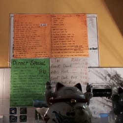 Three Sisters BBQ Chinese Restaurant - The hand written menu